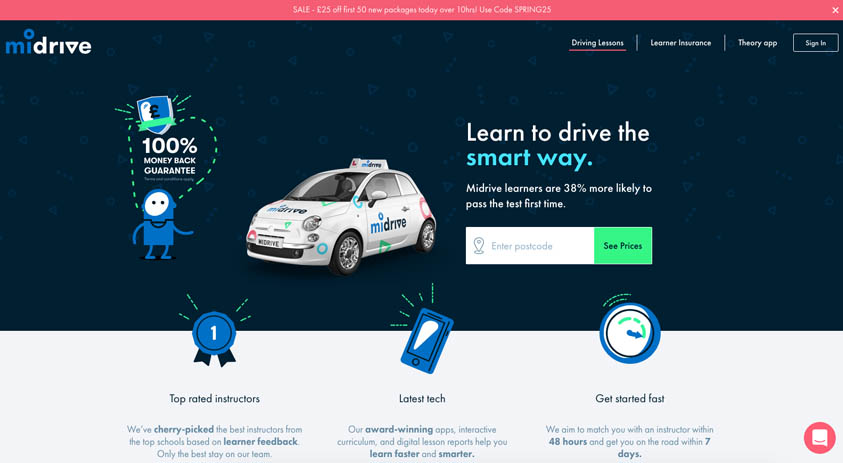 A screenshot of the Midrive website