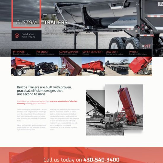 A preview of a web design DCI Digital undertook for the Brazos Trailer company in the USA